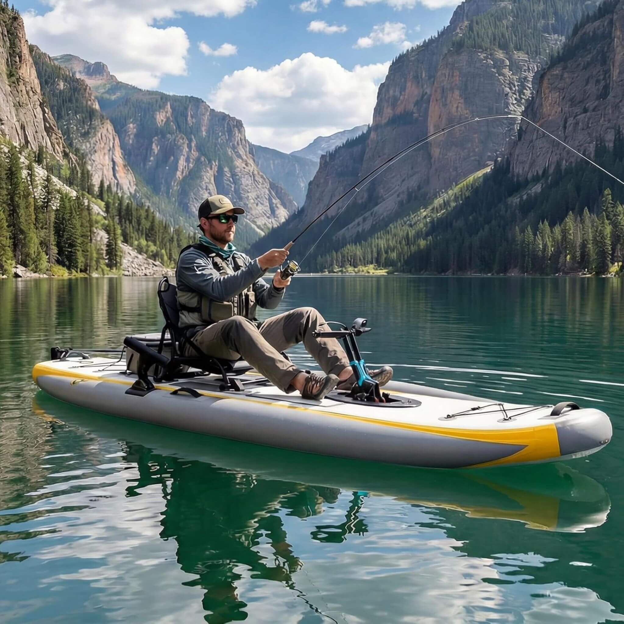 Portable 12FT Lightweight Inflatable PVC Fishing Kayak With Pedal System (SAK64328) - Image 8