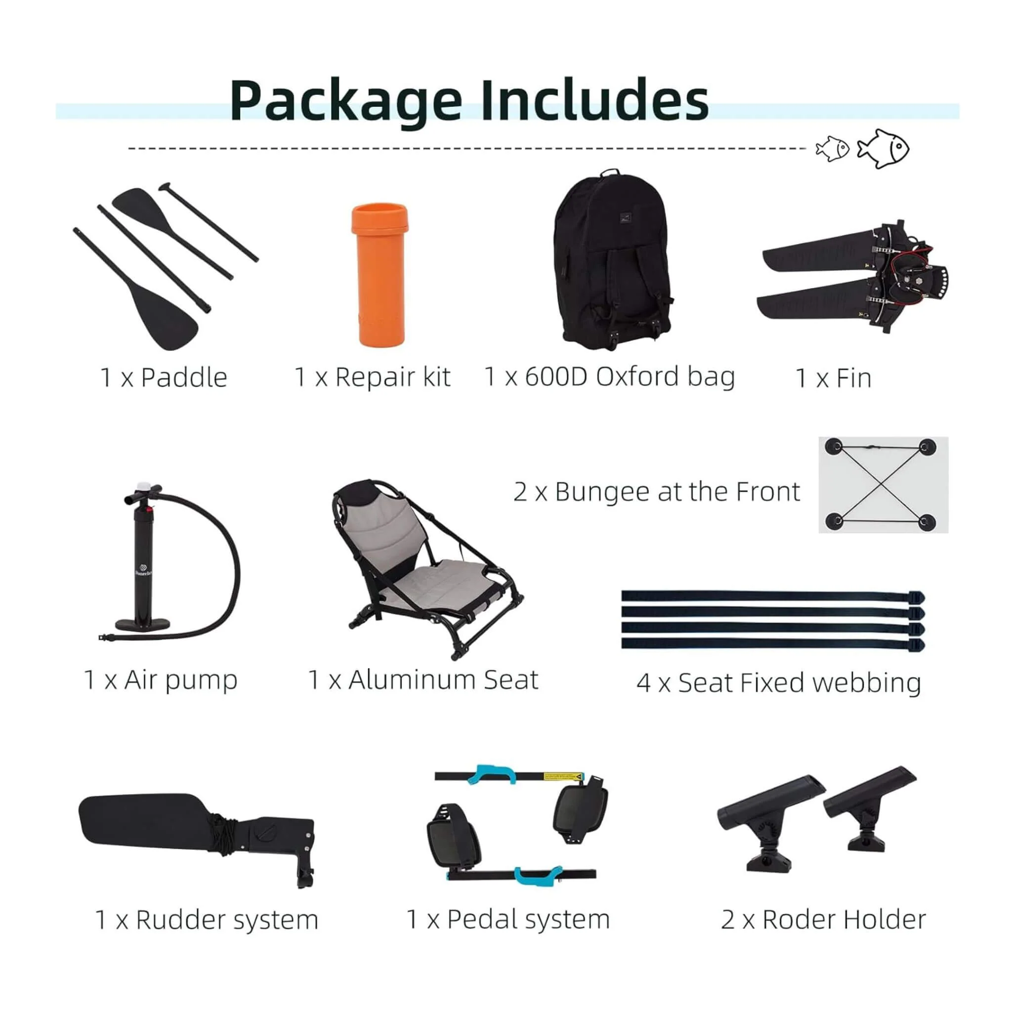 Premium 12FT Lightweight Inflatable Fishing Kayak With Pedal System (SAK15079) - Image 11