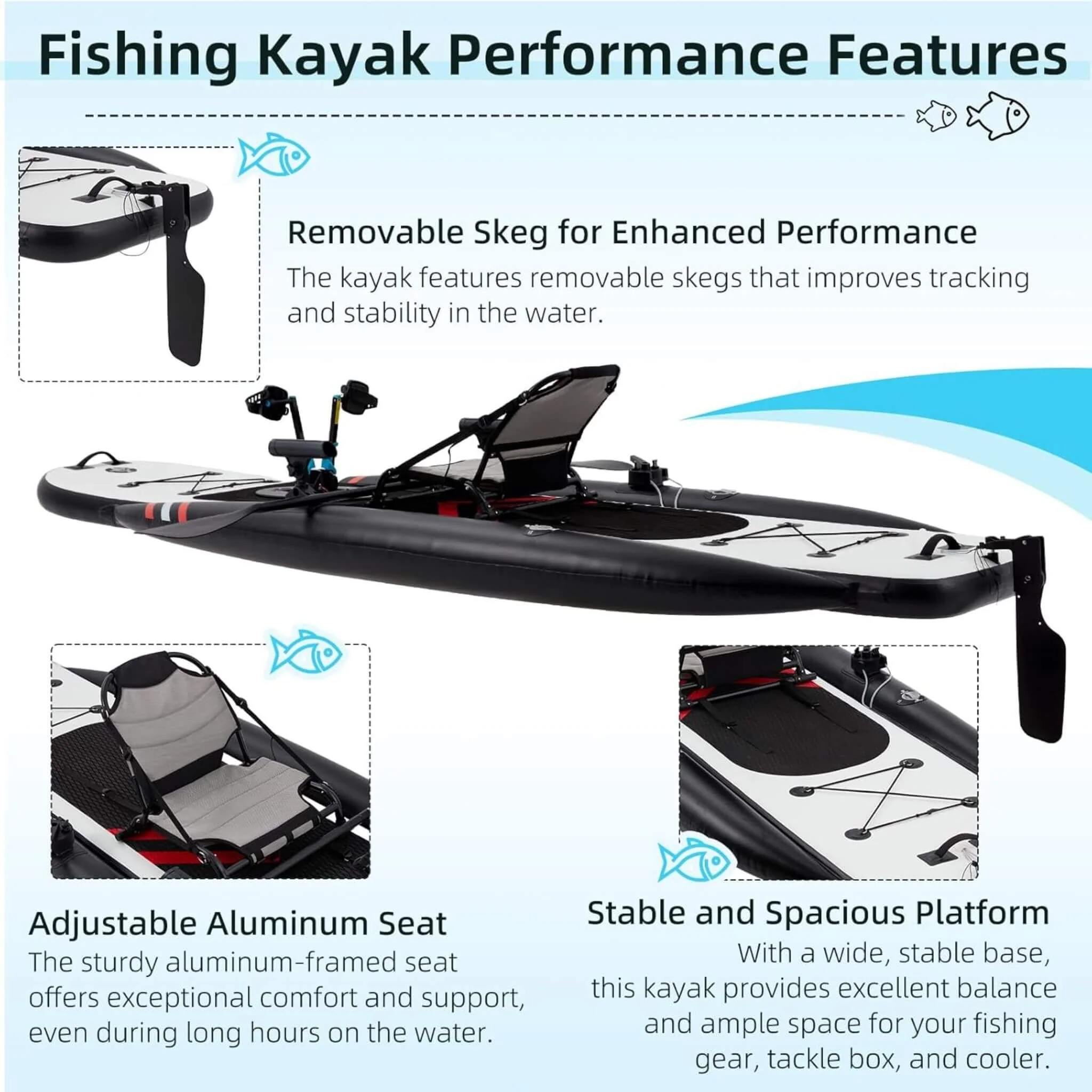 Premium 12FT Lightweight Inflatable Fishing Kayak With Pedal System (SAK15079) - Image 4