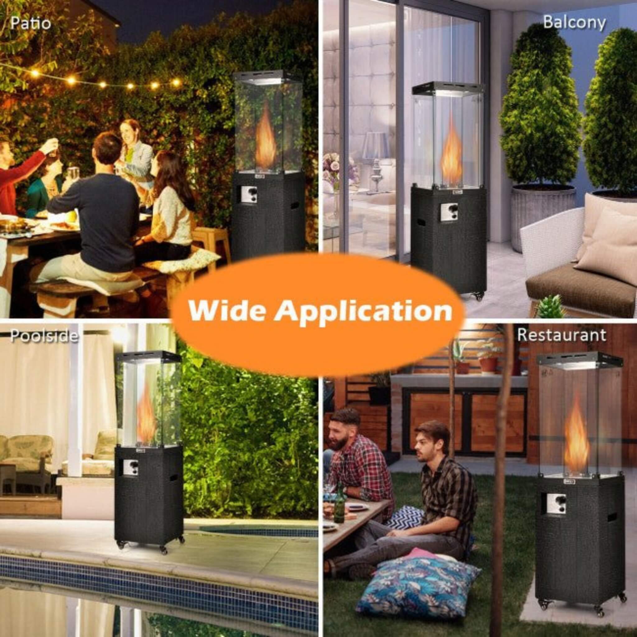 41K BTU Outdoor Propane Gas Patio Heater W/ Lockable Wheels (SAK98052) - Image 8