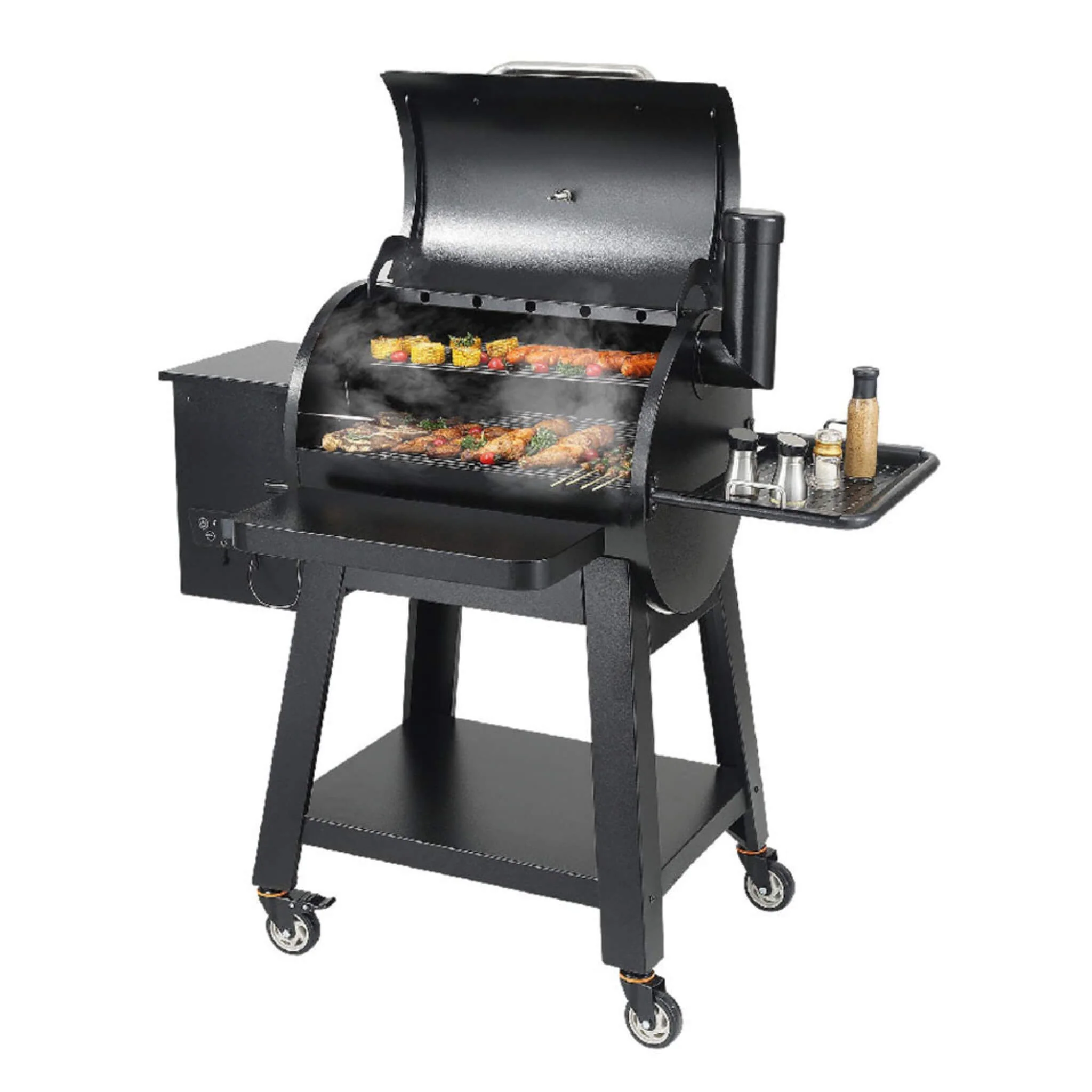 53-Inch Heavy-Duty Portable Wood Pellet BBQ Grill With Cart (SAK93641) - Image 4