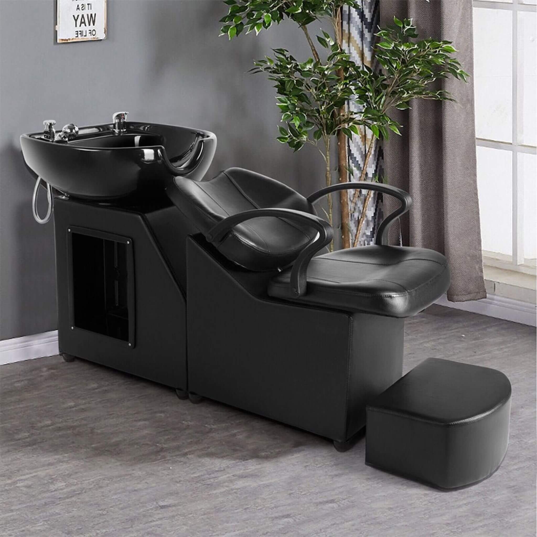 53-Inch Large Premium Salon Barber Backwash Shampoo Chair W/ Bowl, Sink & Footrest (SAK18745) - Image 11