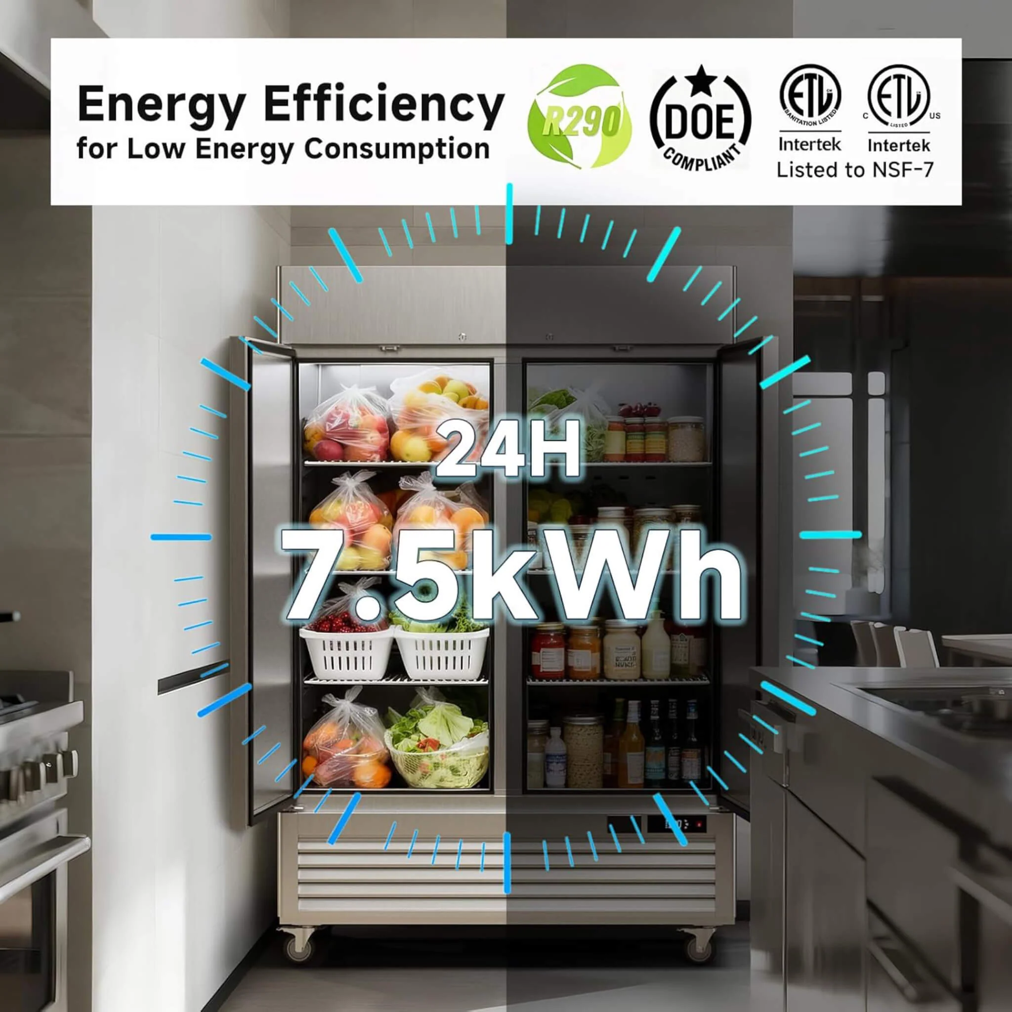 54-Inch Commercial 49 Cu.Ft 2-Door WiFi Refrigerator With Smart App Control (SAK10438) - Image 6