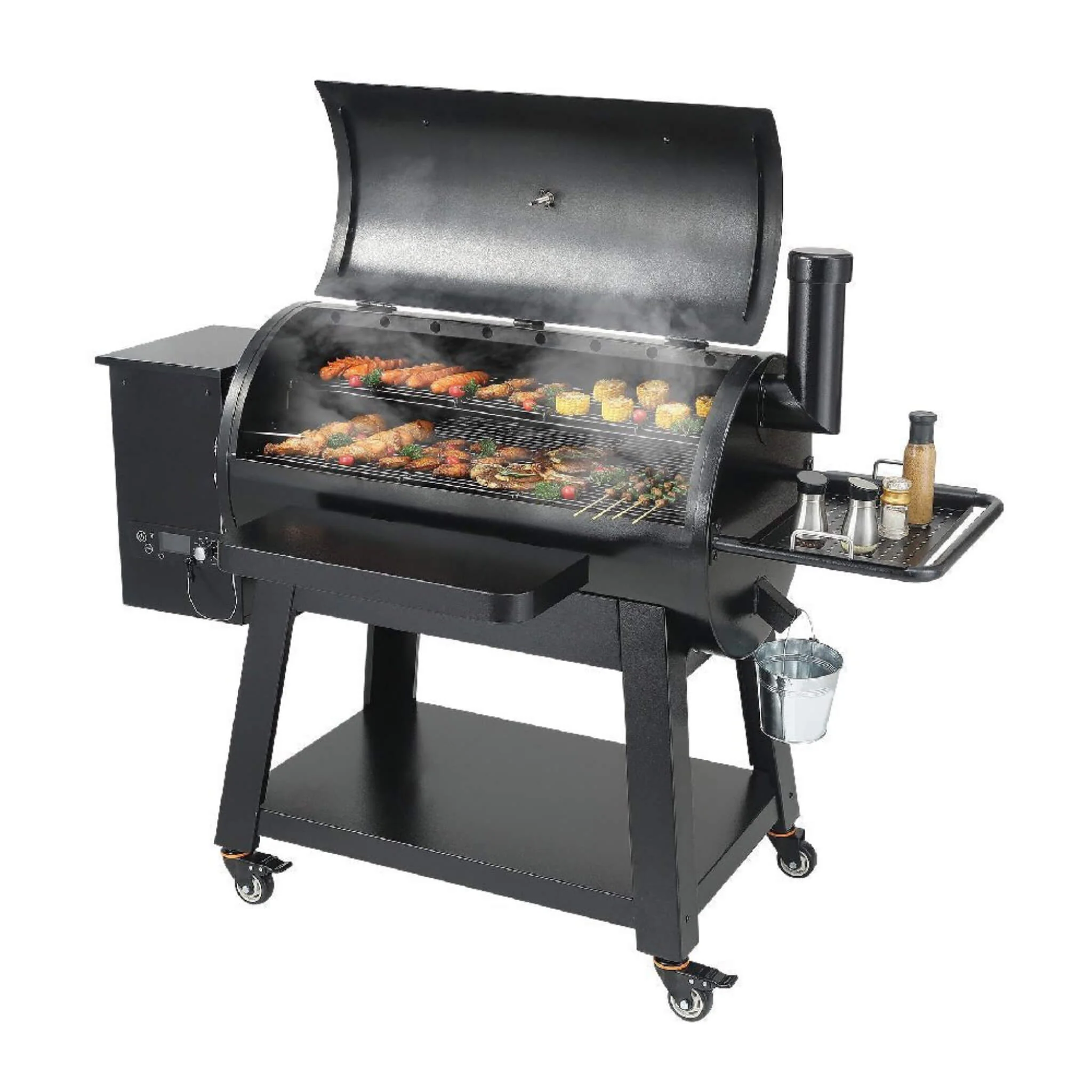 62-Inch Heavy-Duty Portable Wood Pellet BBQ Grill With Cart (SAK91308) - Image 3