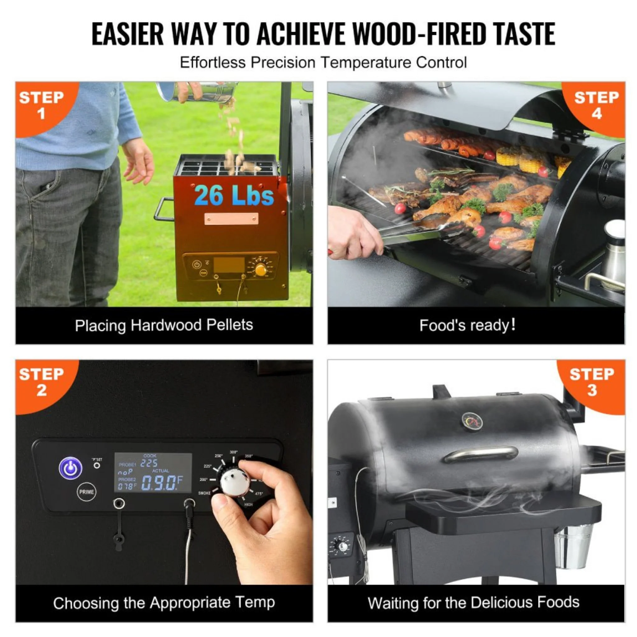 62-Inch Heavy-Duty Portable Wood Pellet BBQ Grill With Cart (SAK91308) - Image 6
