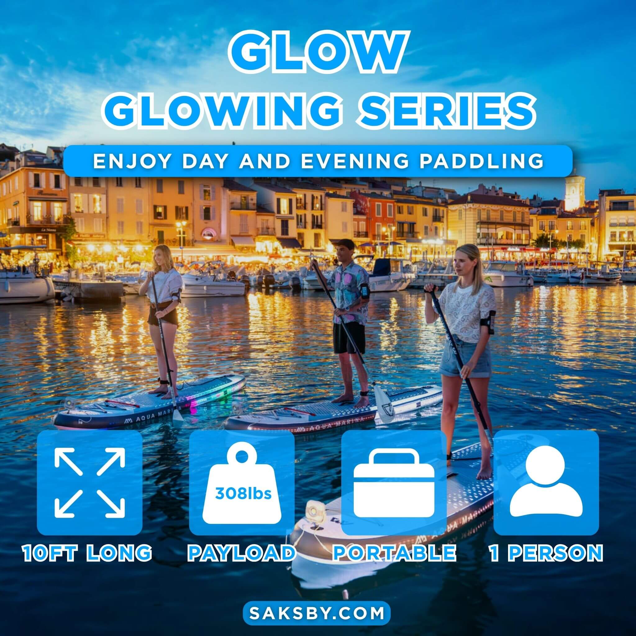 Aqua Marina Glow 10FT All-Around ISUP With Ambient Light System And Safety Leash [BT-24GL] (SAK48269) - Image 4