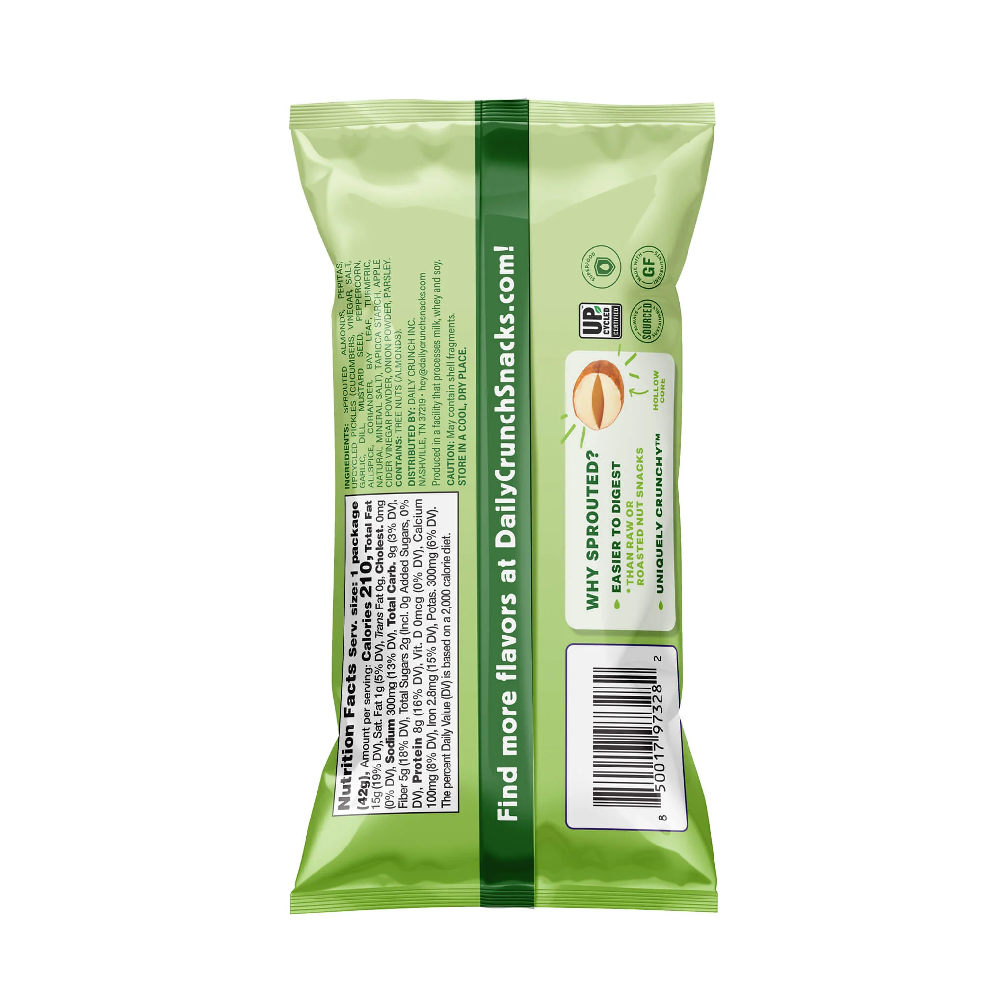 Daily Crunch Dill Pickle Sprouted Almonds And Pepitas (Snack Pack) - Image 2