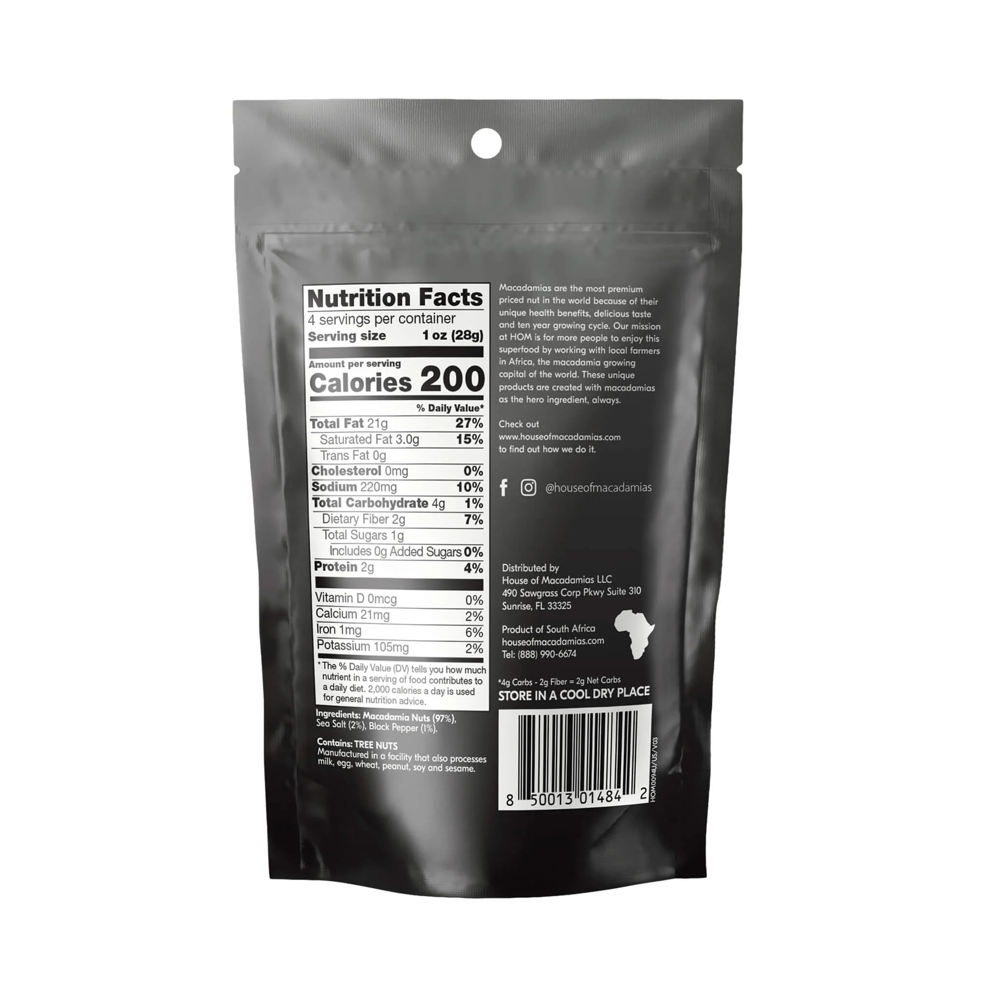 Dry Roasted Macadamia Nuts With Namibian Sea Salt & Black Pepper (4oz x 6 Bags) - Image 2