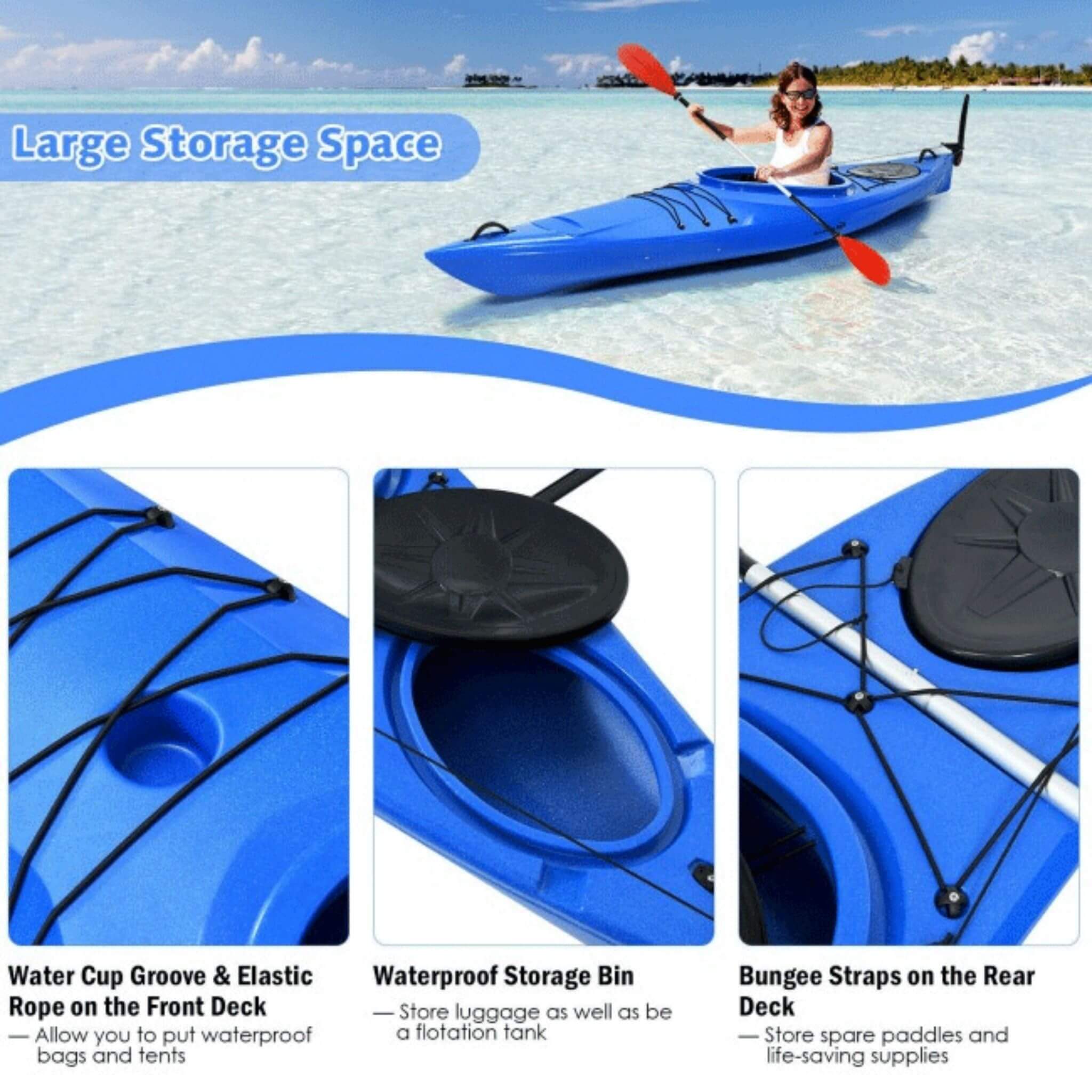 GoPlus 12FT Single-Person Sit-In Fishing Kayak Boat W/ Paddle & Rudder (SAK98162) - Image 6