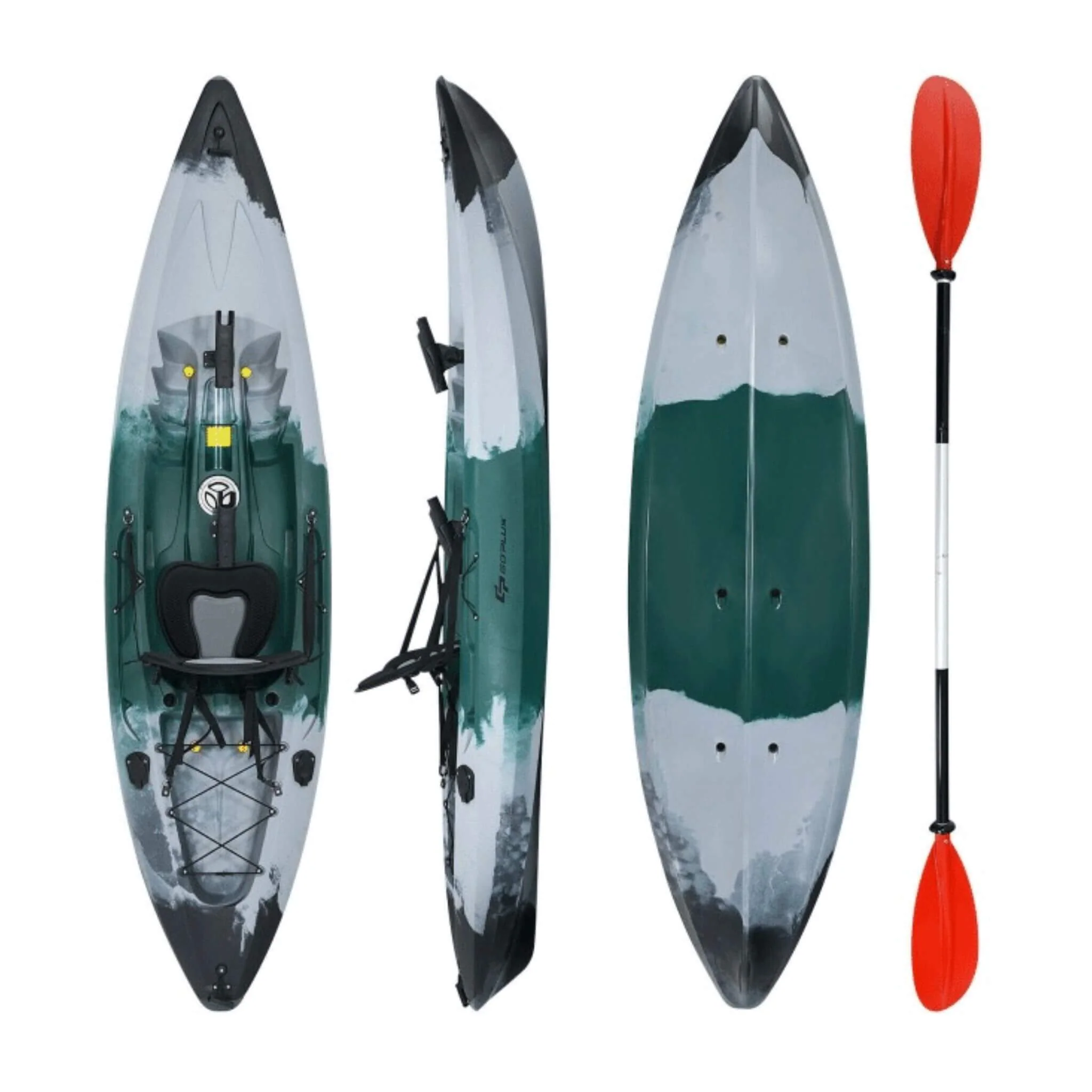 GoPlus 10FT Sit-On-Top Fishing Kayak Canoe With Fishing Rod Holders & Paddle (SAK91720) - Image 3