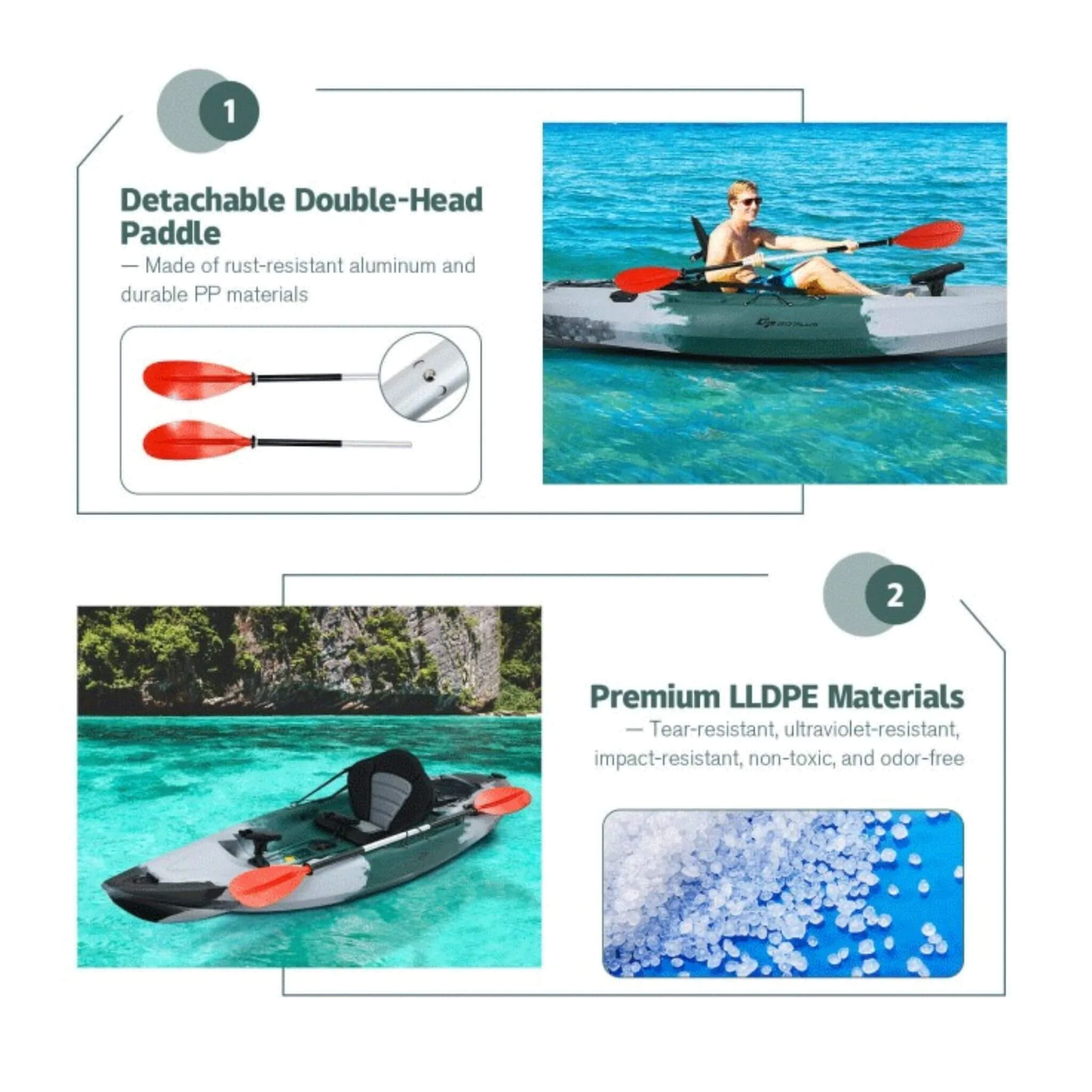 GoPlus 10FT Sit-On-Top Fishing Kayak Canoe With Fishing Rod Holders & Paddle (SAK91720) - Image 7