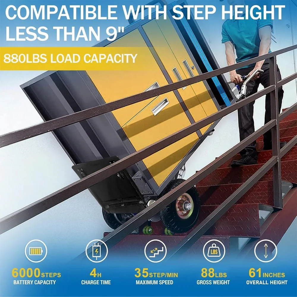 Heavy-Duty 880LBS Electric Motorized Stair Climbing Hand Truck Dolly (SAK72821) - Image 6