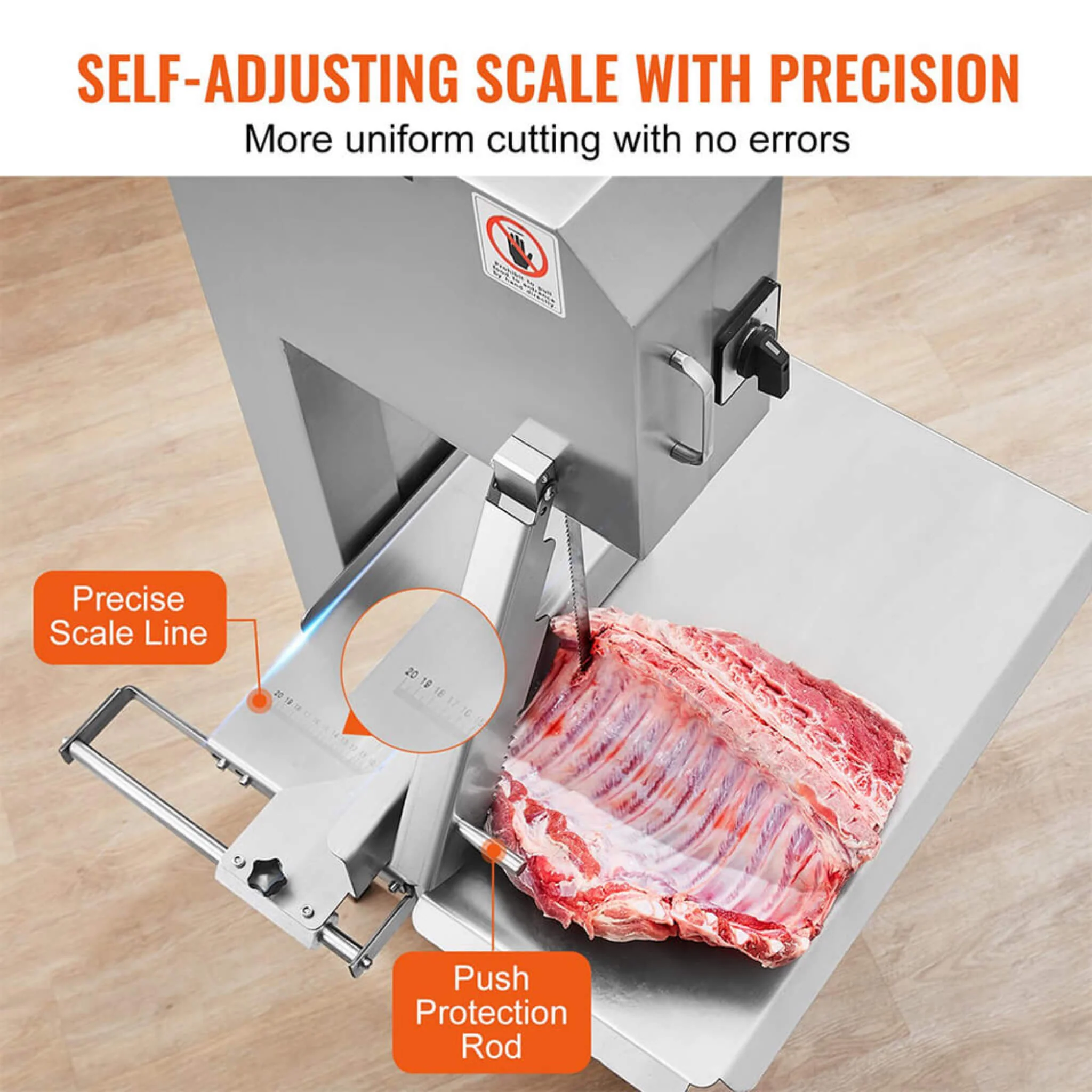 Heavy-Duty Commercial 2200W Electric Meat Bone Saw Cutting Band Machine With 6 Saw Blades (SAK91753) - Image 12