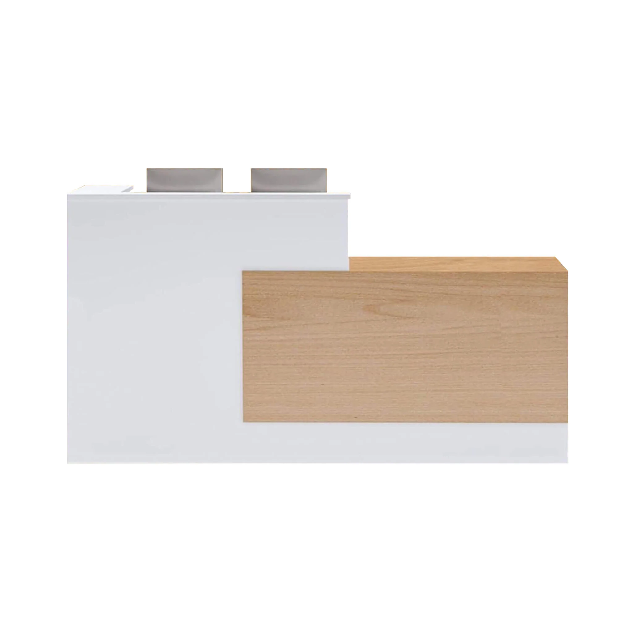Velmor L-Shaped Modern Brown And White Reception Desk With Lockable Drawers (SAK26491) - Image 11