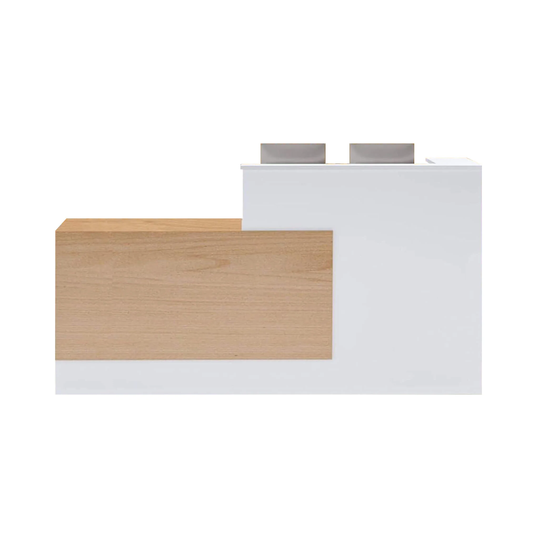 Velmor L-Shaped Modern Brown And White Reception Desk With Lockable Drawers (SAK26491) - Image 12