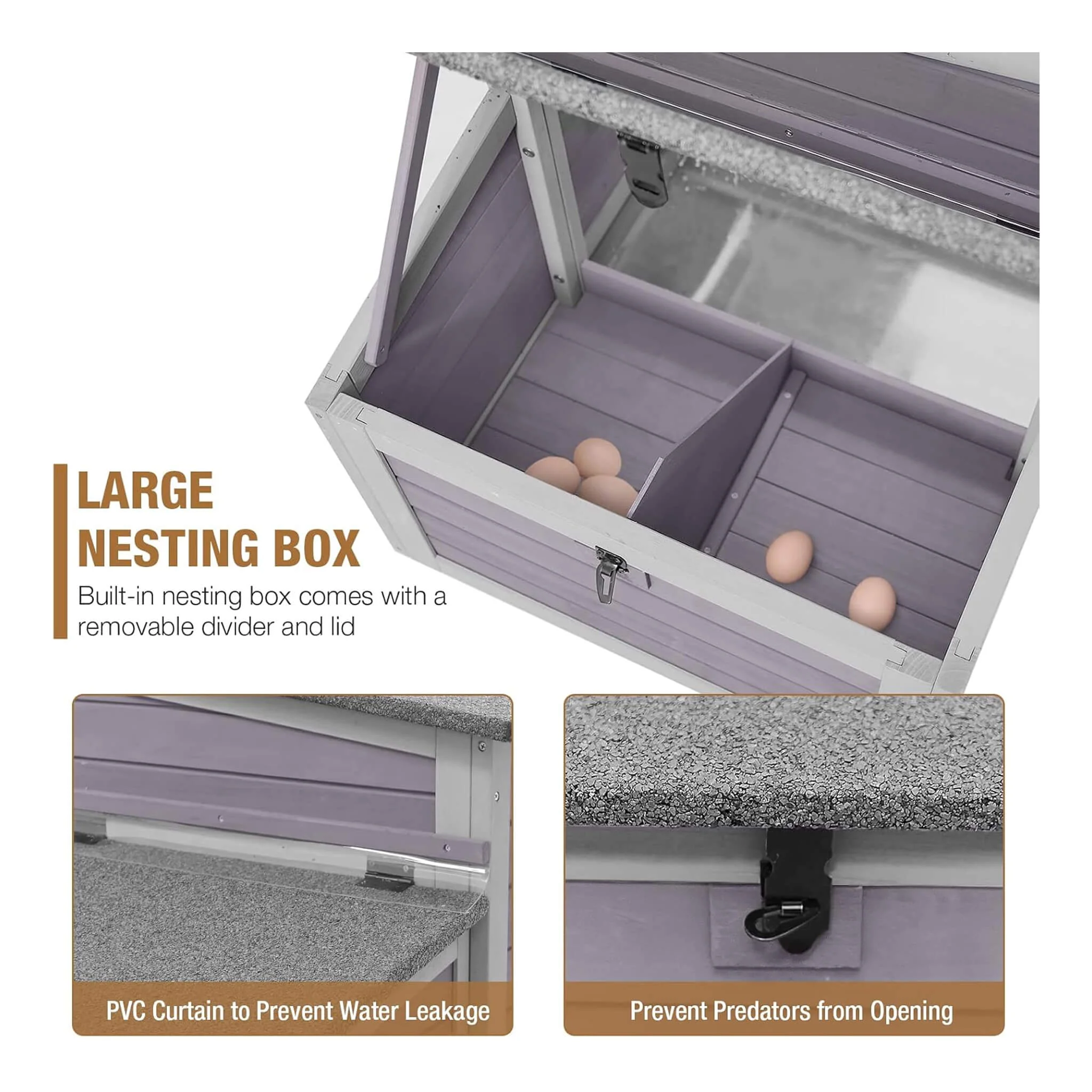 Large 103-Inch Outdoor Chicken Coop House With Run And Nesting Box [4-6 Chickens] (SAK53194) - Image 5