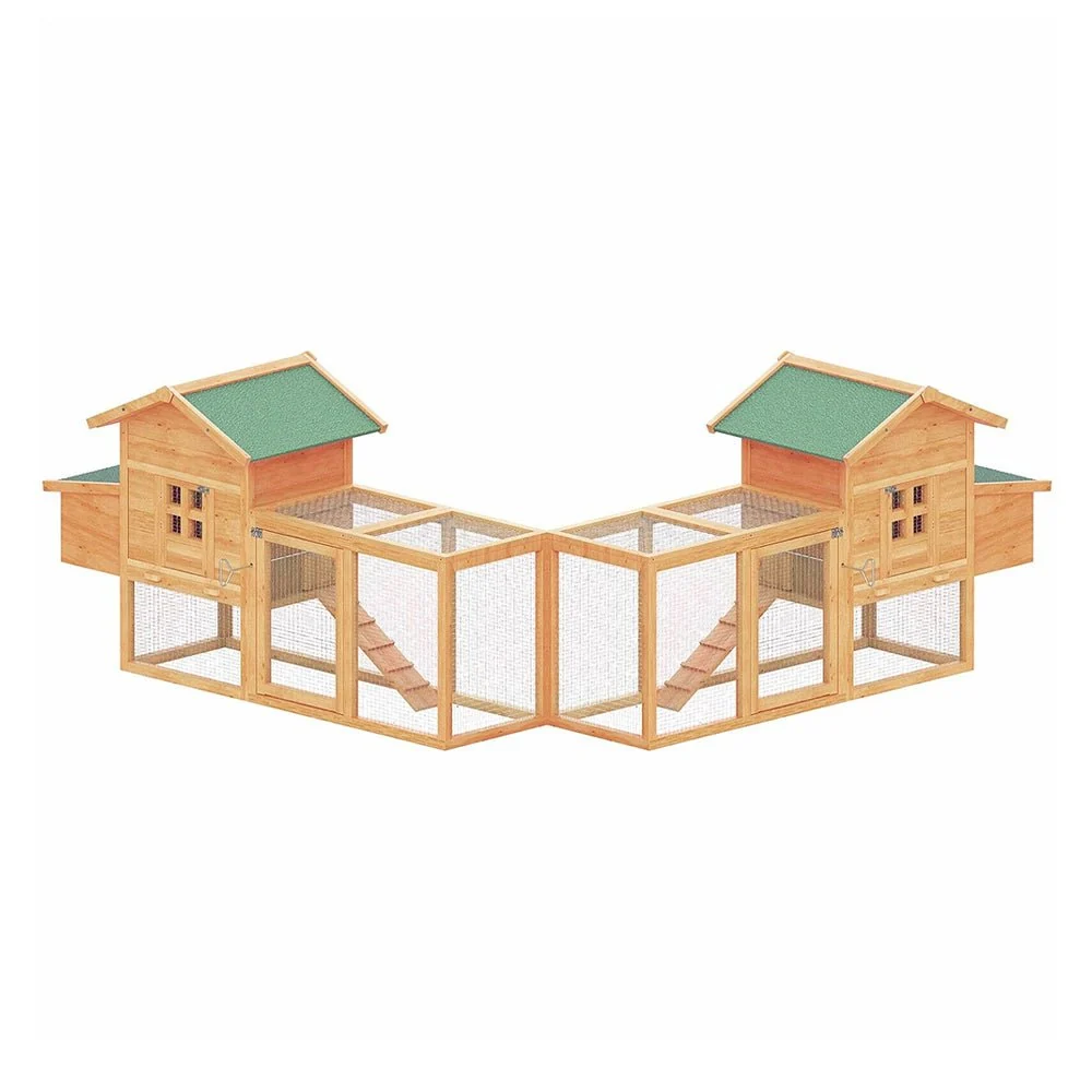 Large 160-Inch Wooden Backyard Hen Chicken Coop Enclosure W/ Nest Box & Run (SAK96451) - Image 3
