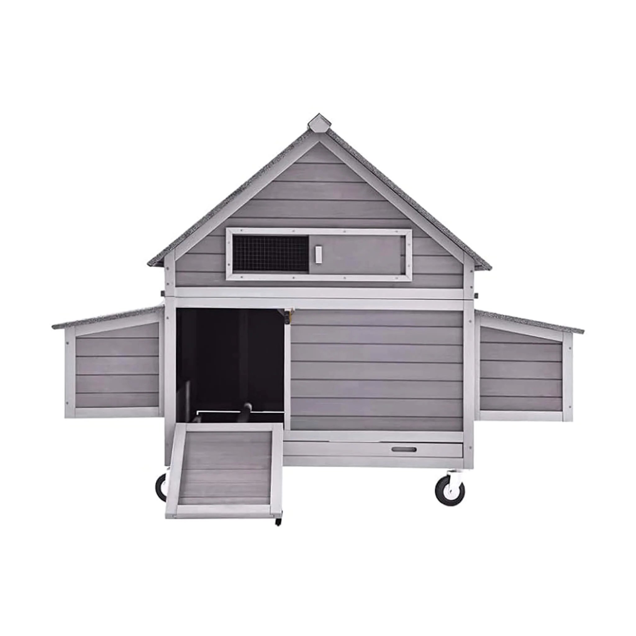 Large 63-Inch Movable Wooden Hen House With Wheels And Nesting Box (SAK50791)
