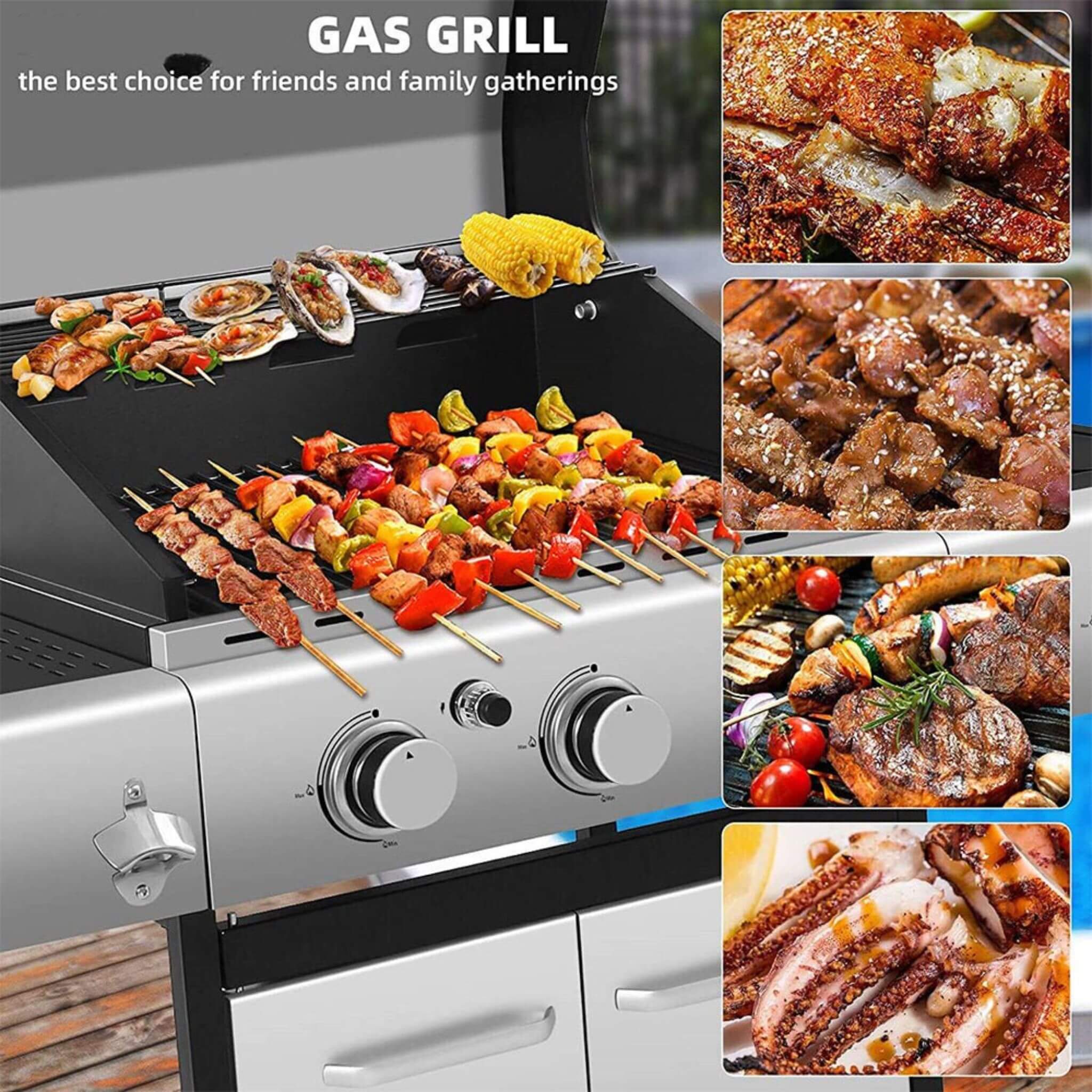 Large Outdoor 42K BTU BBQ Stainless Steel Propane Gas Grill With 4 Burners (SAK61283) - Image 10