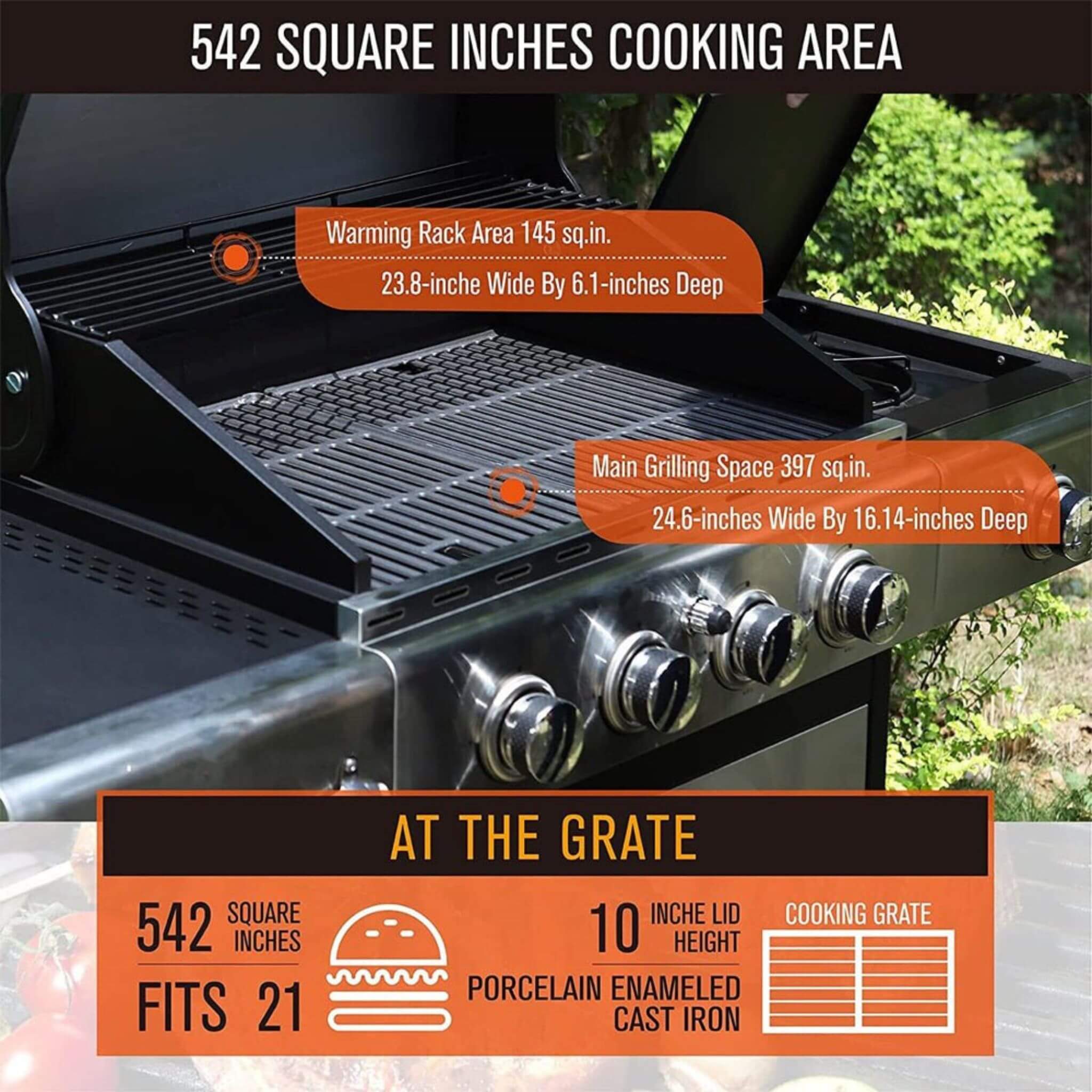 Large Outdoor 42K BTU BBQ Stainless Steel Propane Gas Grill With 4 Burners (SAK61283) - Image 13