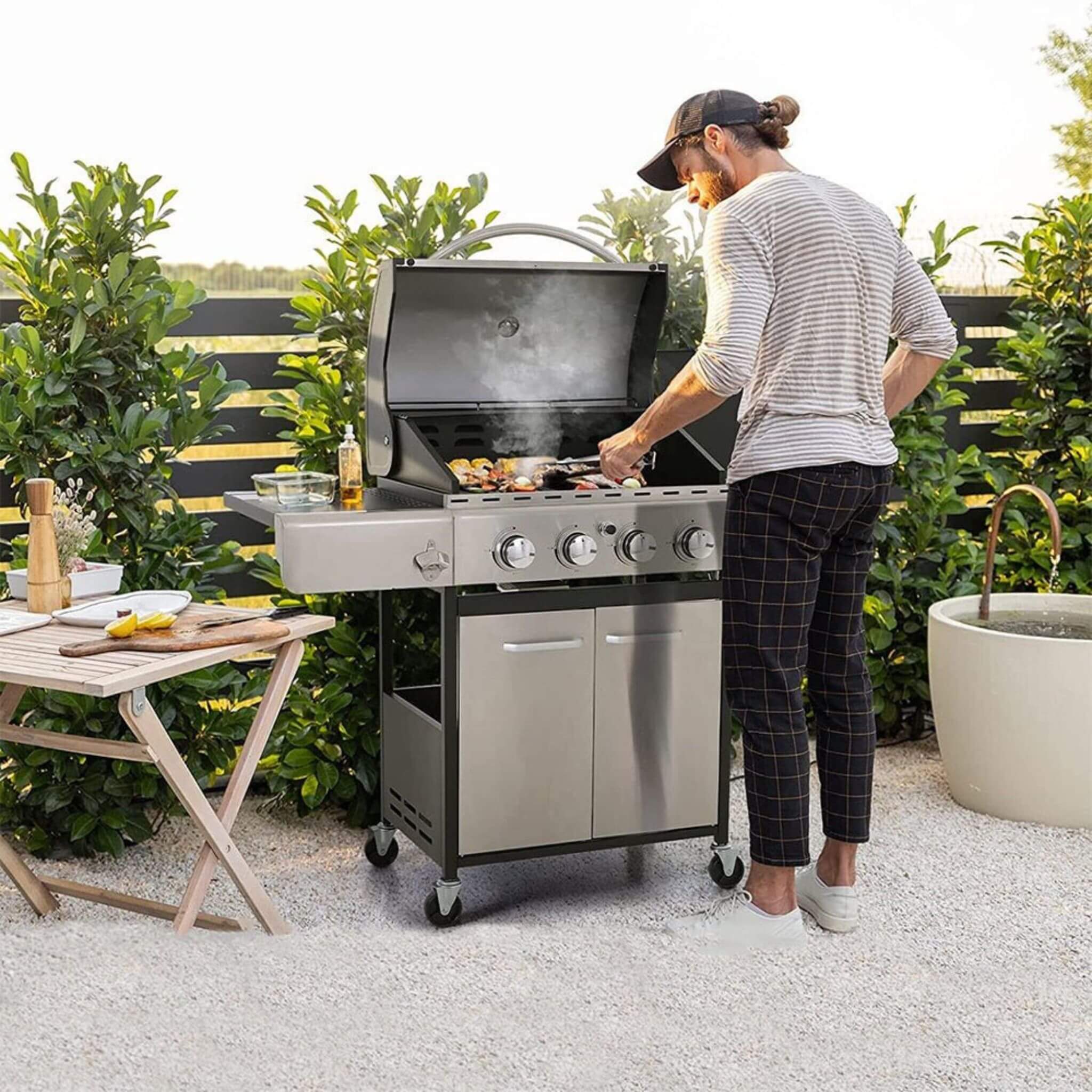 Large Outdoor 42K BTU BBQ Stainless Steel Propane Gas Grill With 4 Burners (SAK61283) - Image 9