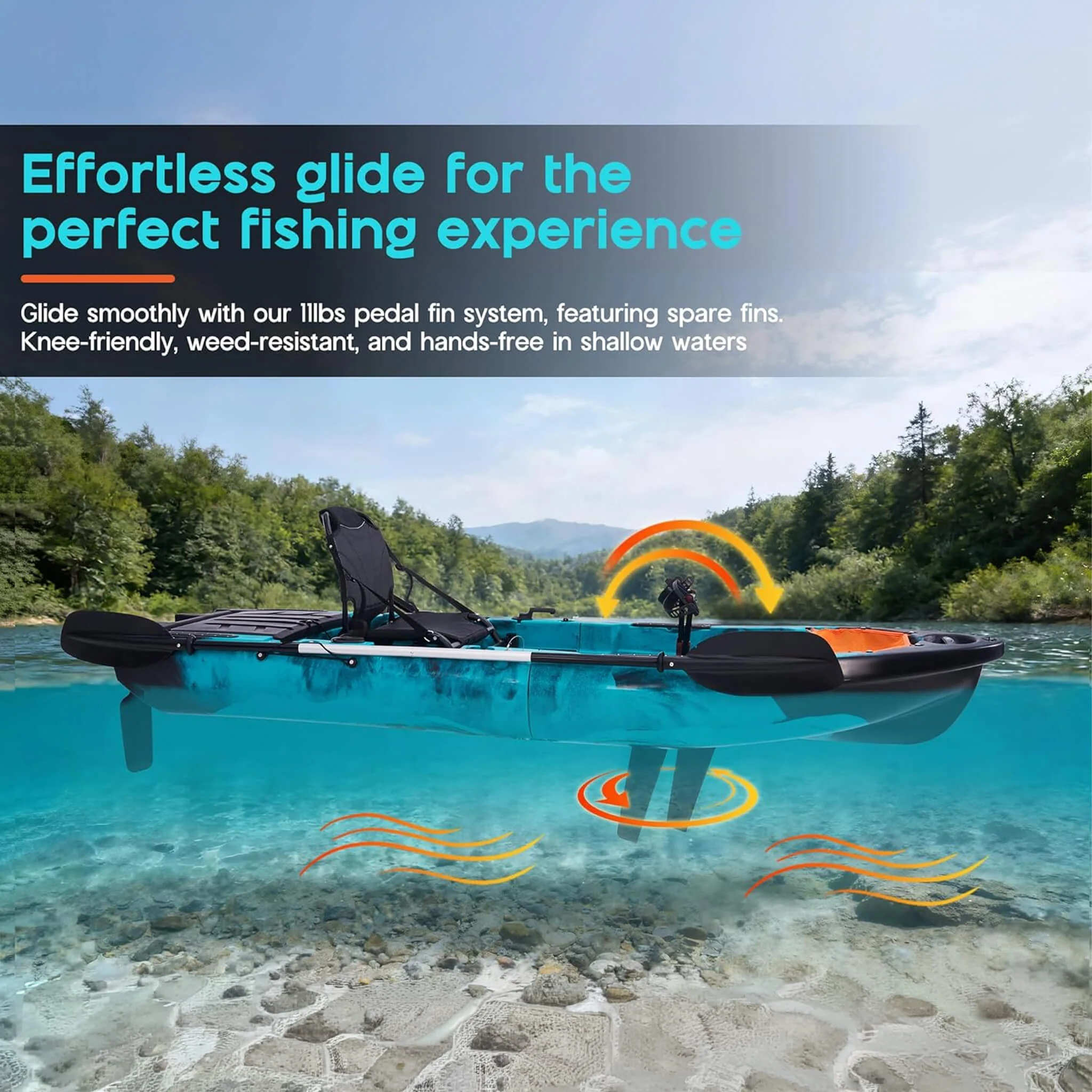 Lightweight 10FT 1-Person Modular Fishing Kayak With Fin Drive System (SAK21489) - Image 8