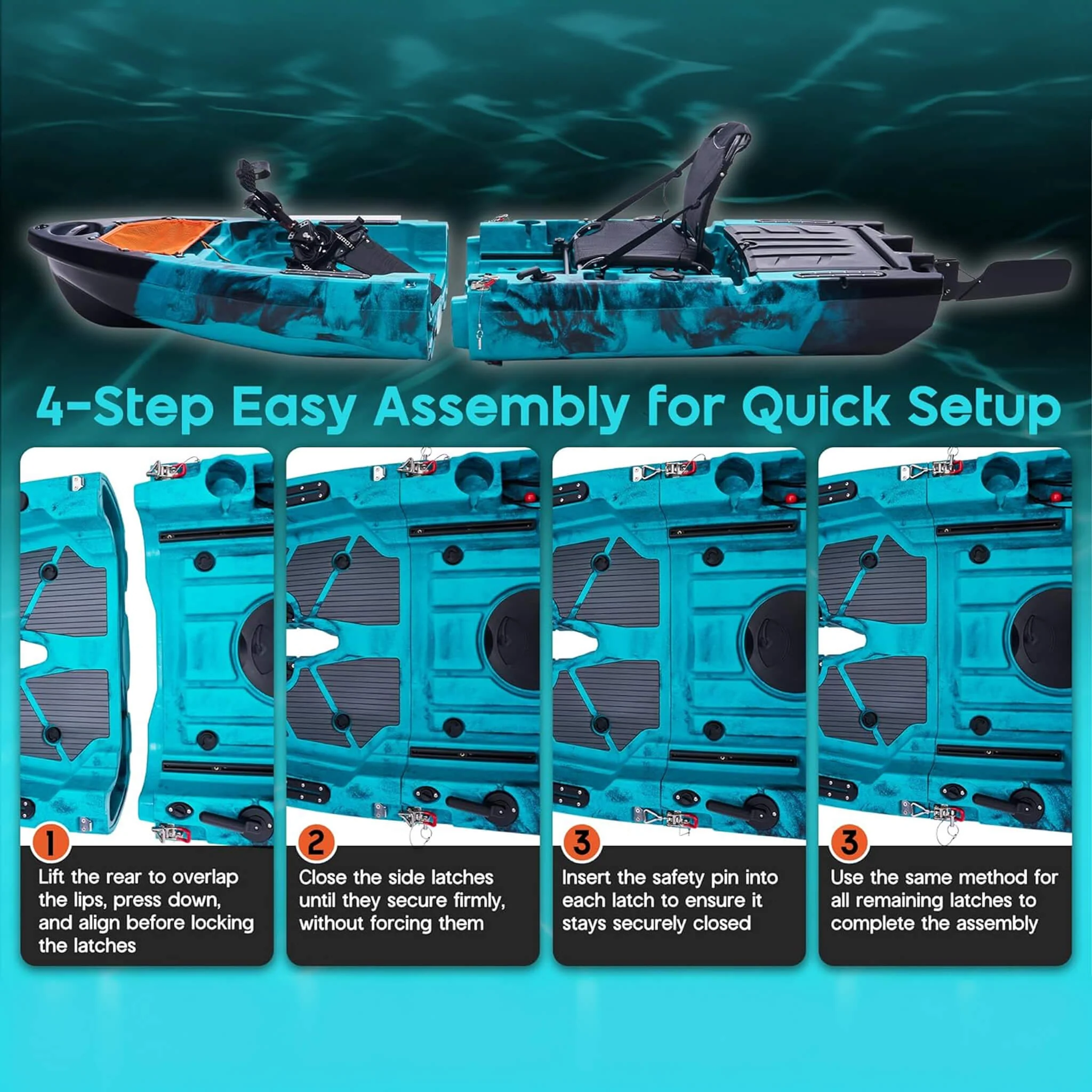 Lightweight 10FT 1-Person Modular Fishing Kayak With Propeller Drive System (SAK67032) - Image 4