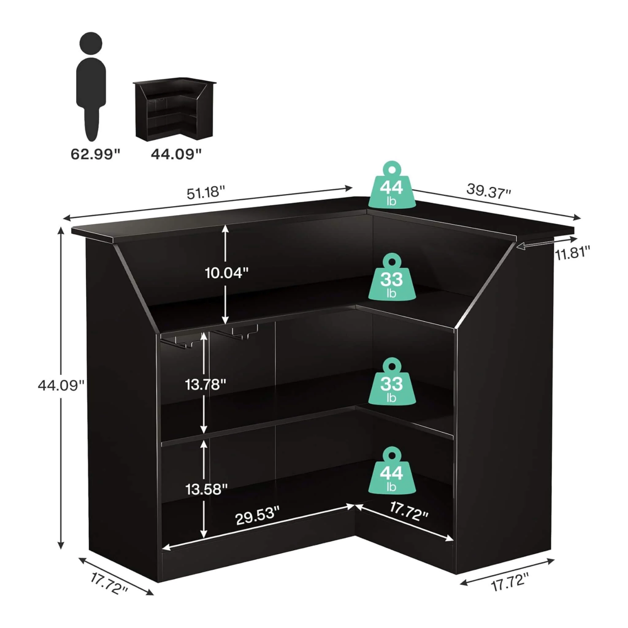 Velmor Modern L-Shaped Reception Desk With Storage Shelves (SAK81036) - Image 9