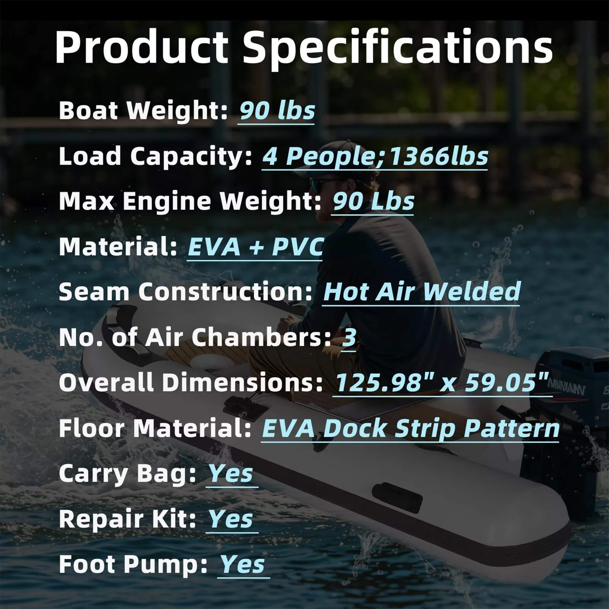 Portable Inflatable Dinghy Boat Kit With Accessories (SAK93784) - Image 10