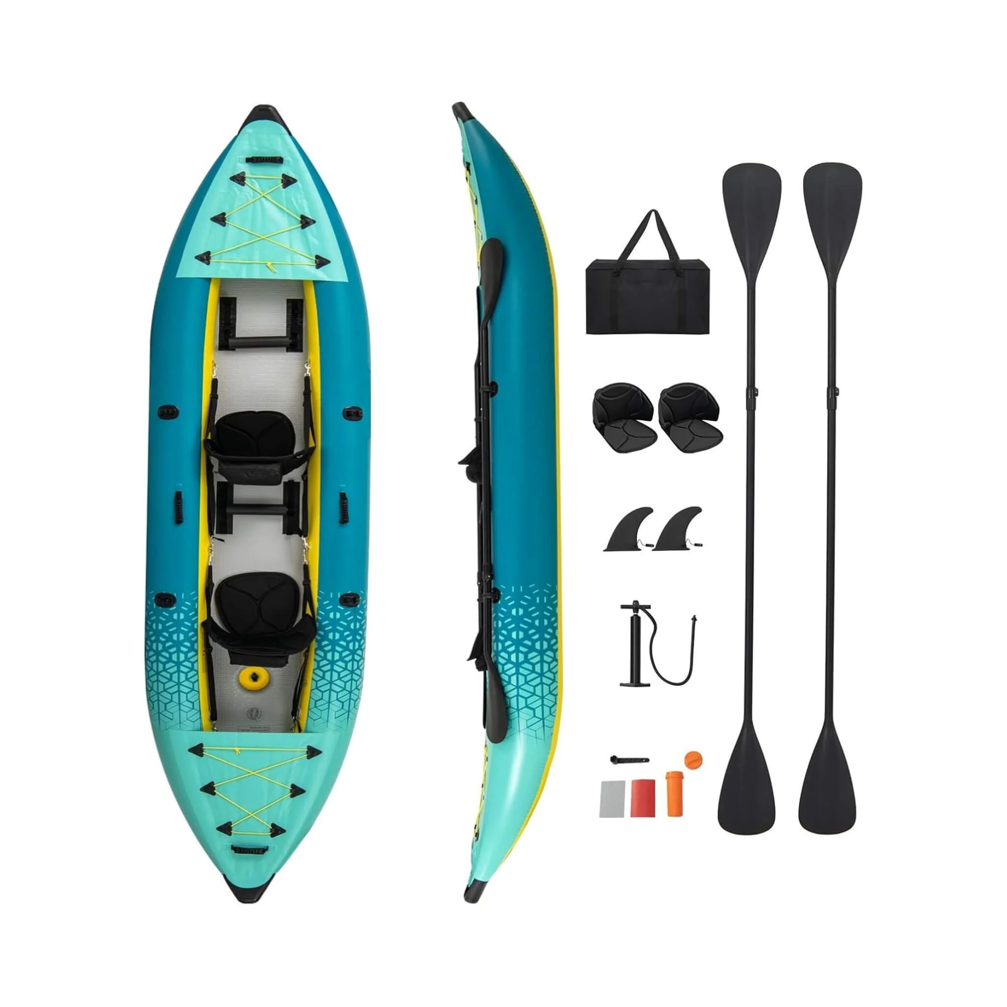 Premium 12FT 2-Person Inflatable Tandem Kayak Kit With Pump And Paddles (SAK94816) - Image 12