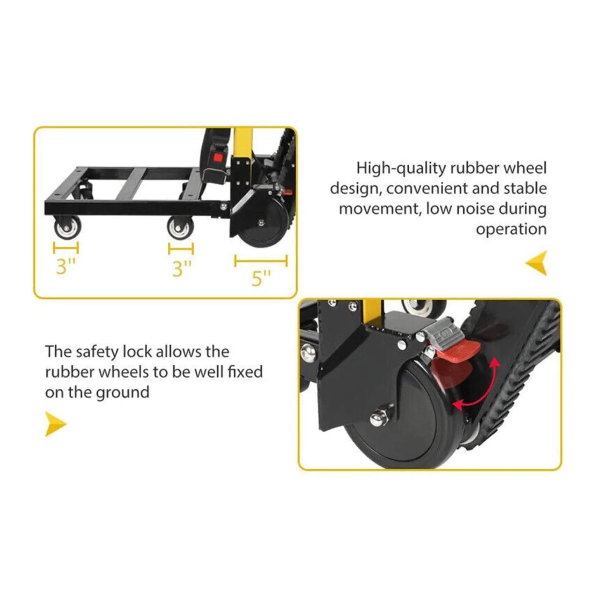 Premium 440LBS Electric Stair Climbing Dolly Hand Truck Folding Cart With Wheels (SAK31825) - Image 6