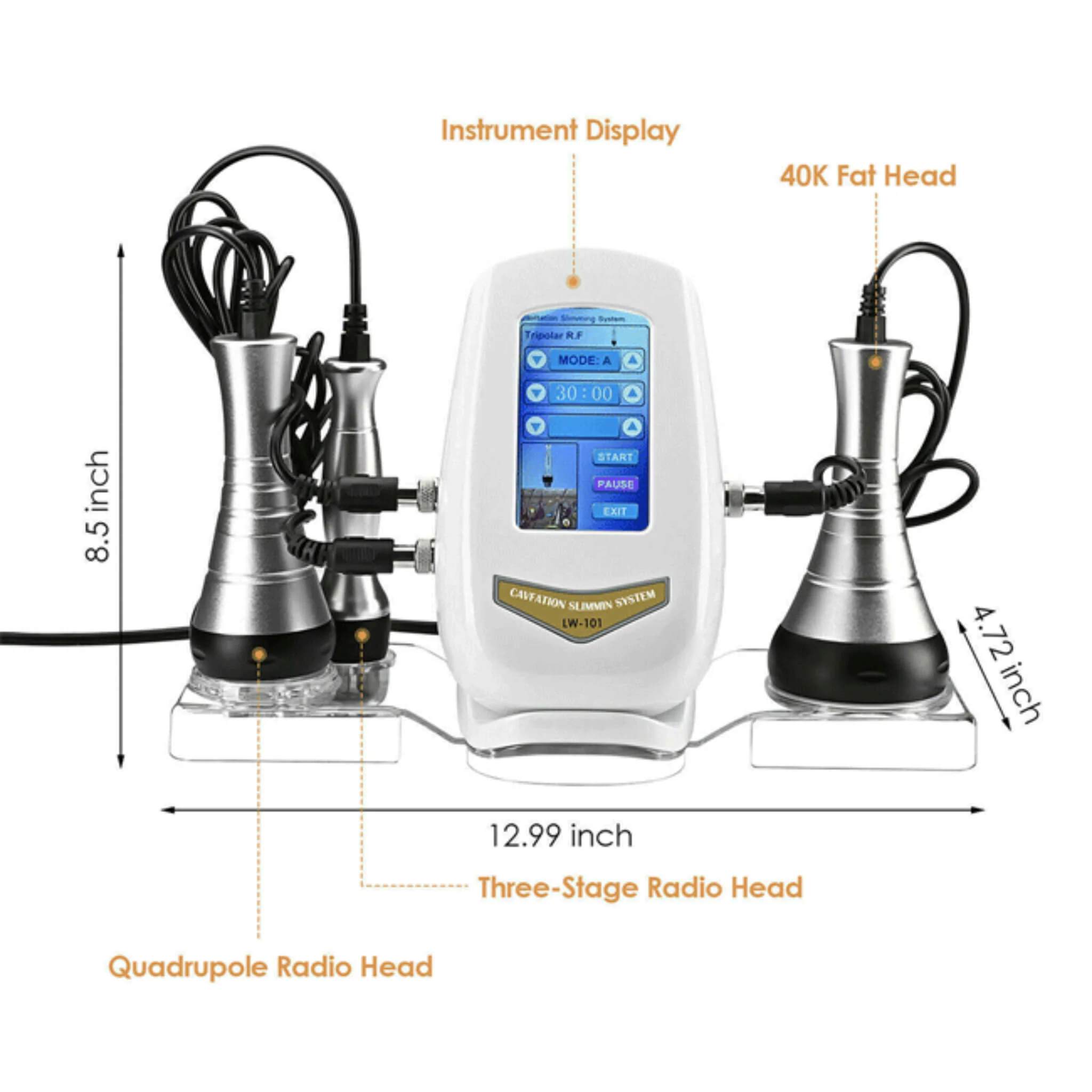Professional Ultrasonic Cavitation RF Laser Lipo Machine - Fat Reduction & Weight Loss (SAK95112) - Image 4
